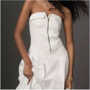 White Strapless A-Line Dress for Brides